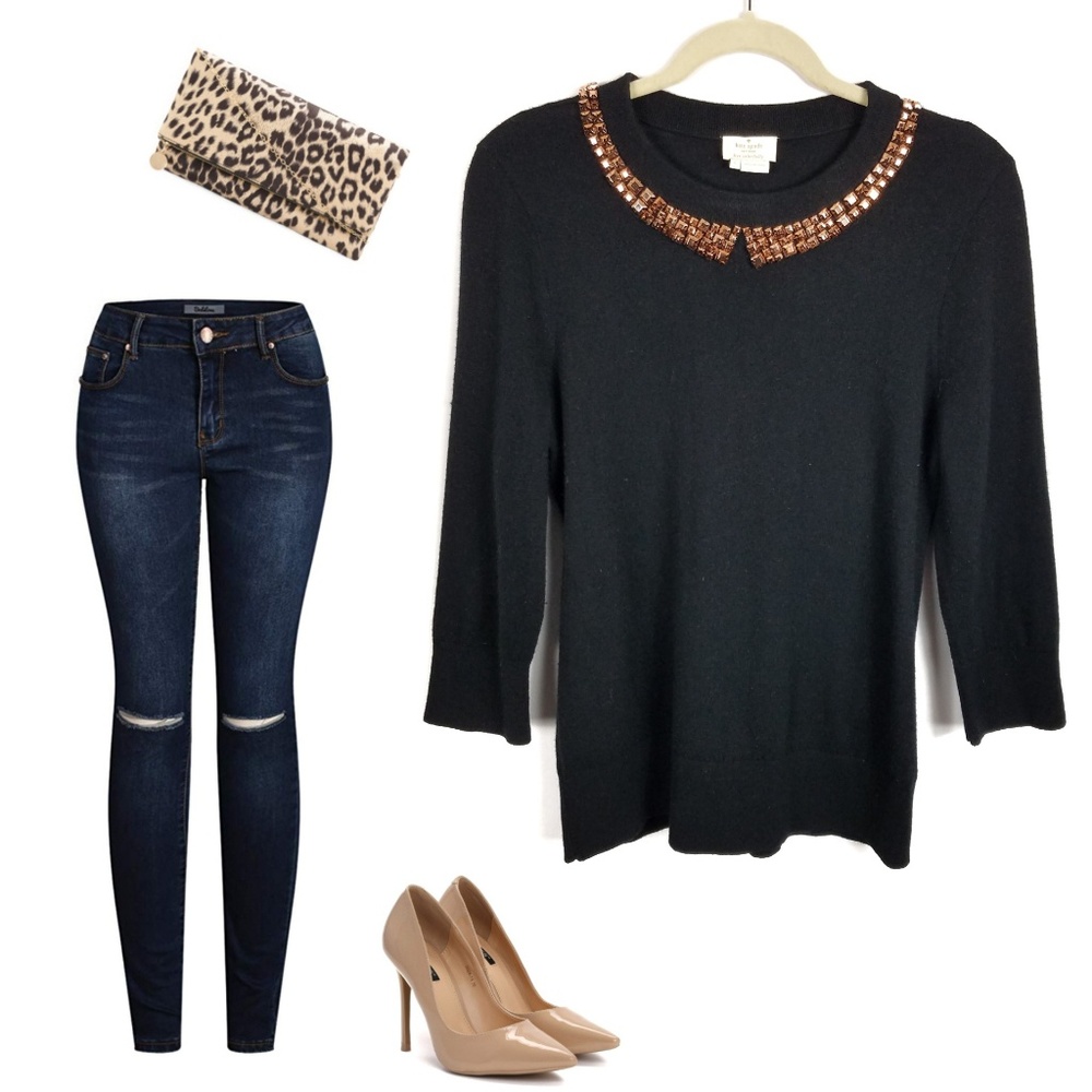 KATE SPADE | Live Colorfully Black Sweater L